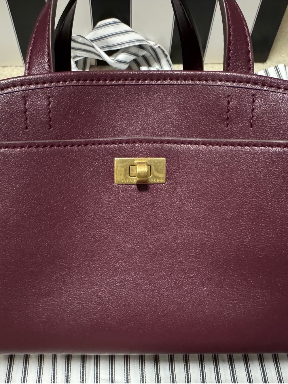 Anya Hindmarch Plum Leather Structured Top-Handle Satchel - Picture 5 of 16